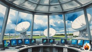 EUMETSAT ground station in Darmstadt with satellite control centre and parabolic communication antennas - www.myrty.eu