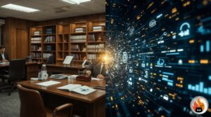 Modern digital insurance landscape showcasing the evolution of the insurance industry with traditional and innovative technologies - www.myrty.eu